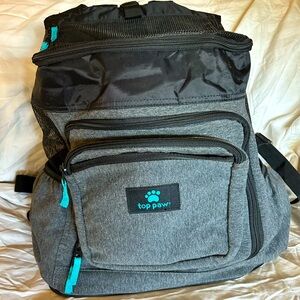 Top Paw Cute & Colorful Gray Dog Carrier Backpack Small Dogs up to 15 lbs